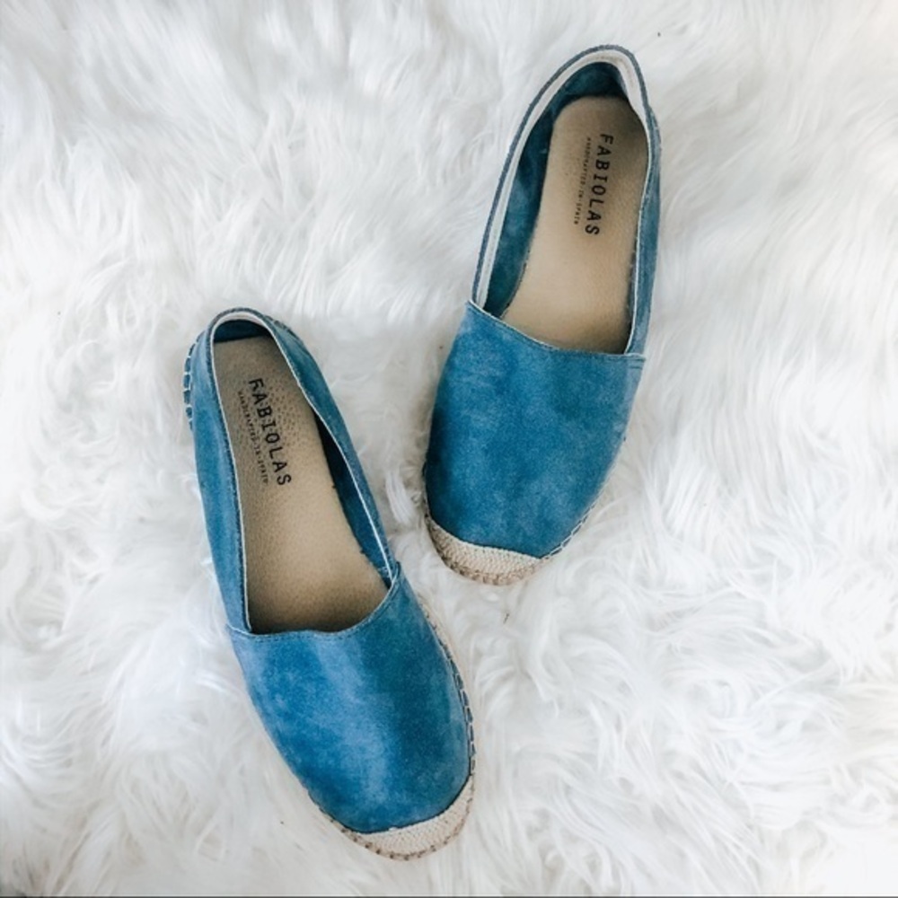 FABIOLAS blue suede espadrilles platform shoes